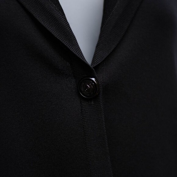 Misook Petite XS Black Knit Skirt Suit 2 Pc One Button Blazer Goth Minimalist - Picture 4 of 16